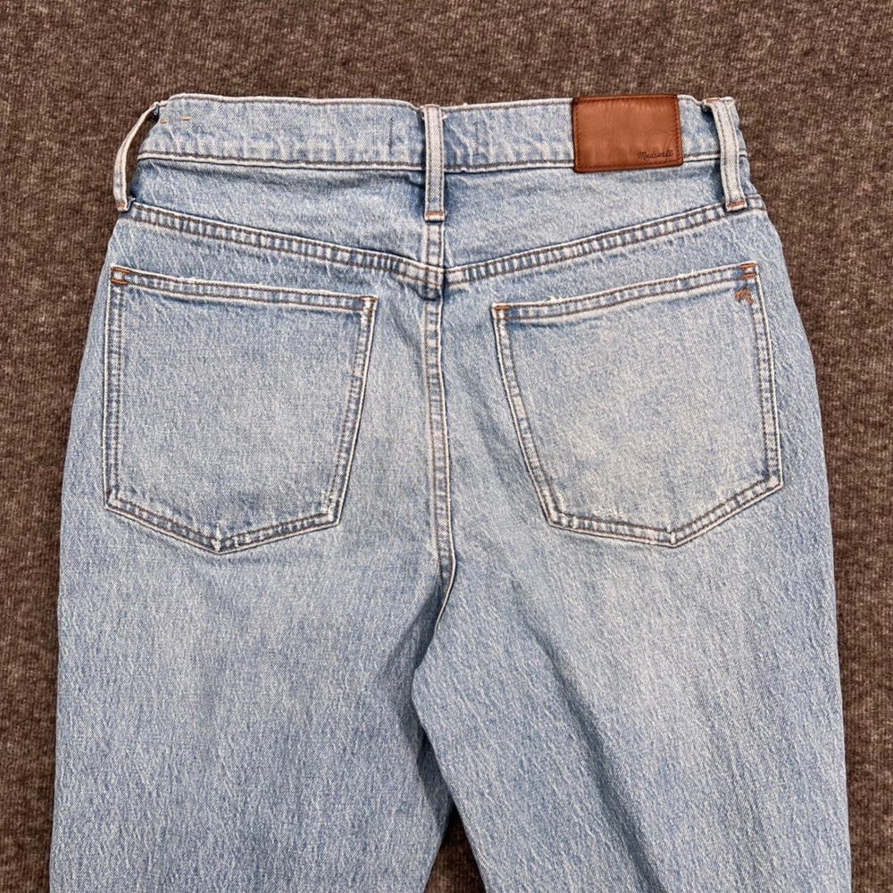 Madewell Perfect Vintage Jeans Light Wash Ripped Knee High Rise Straight Leg 28 - Picture 7 of 13